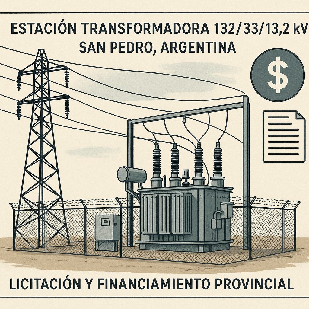 Buenos Aires abre licitación para la Estación Transformadora San Pedro Industrial (132 kV) (22/08/2026)