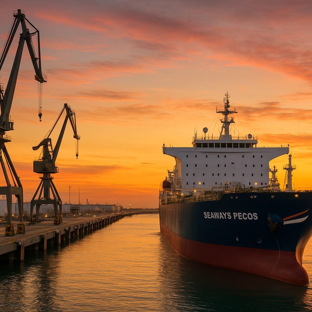 OTAMERICA: llegada del primer Suezmax a la terminal de Puerto Rosales (Seaways Pecos) (25/08/2026)