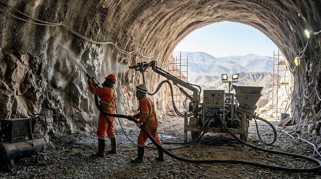 Vialidad Nacional aplica hormigón proyectado en el túnel 2 de la Ruta 75 (03/09/2026)