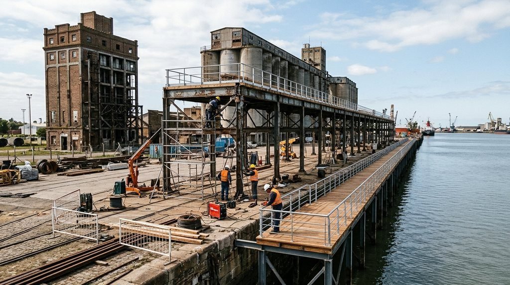 La primera etapa de recuperación del Muelle de Elevadores alcanzó un 75% de avance (26/10/2026)
