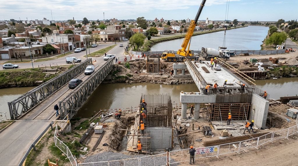 Avanzan tres puentes estratégicos sobre el Canal Maldonado en Bahía Blanca (26/10/2026)